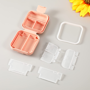 Portable 5/8 Compartments Square Glossy Pill Box Flexible Daily Medicine Organizer PP Sealed Compartments Pills - Product Image 4