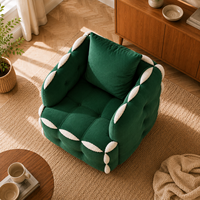 Fauteuil d'appoint moderne en velours vert avec garniture en sherpa et dossier rembourré pour salon