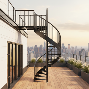 <span class=keywords><strong>Escalier</strong></span> <span class=keywords><strong>en</strong></span> spirale extérieur de luxe moderne avec garde-corps intégré pour l'aménagement paysager extérieur de villa - Product Image 4