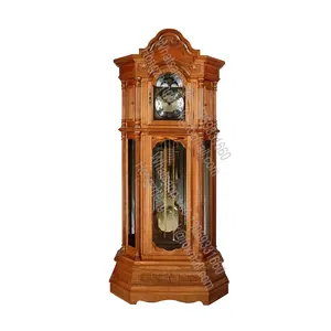 Grace ful Split Giebel verfügt über Oliven Esche Wurzelholz Overlay Finial dekorative Muschel Ornament Holzboden Großvater Uhr