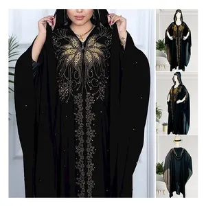Plus Size Ramadan Eid Mubarak Black Open Abaya Kimono Dubai Turkey Islam Abayas Para Mujeres Musulmanas Chiffon African Dress