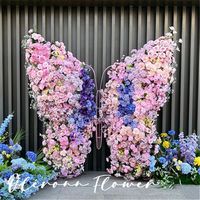 Mur floral géant écologique en fil métallique, motif papillon et rose, bleu glace pilée, idéal pour la Saint-Valentin et les mariages