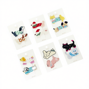 Takara Kids Cartoon Puppy And Cat Hair Clips 6 cm in plastica di alta qualità per uso quotidiano, confezione in cartone - Product Image 1