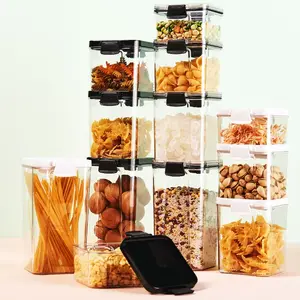 Mutfak kiler buzdolabı organizatör hava geçirmez plastik gıda kavanoz kapaklı hava geçirmez gıda saklama kapları kapaklı Set