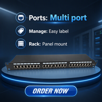 Panel Patch Jaringan 24-Port Cat6 RJ45 1U 19 Inci FTP Berlapis Emas dari Baja Canai Dingin, 750 Kali Penggunaan untuk Penggunaan Industri