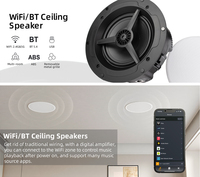 Haut-parleur de plafond actif de haute qualité avec Airplay, Multiroom, Wifi, Bluetooth, Aux, USB – Enceintes encastrables pour la maison, le bureau et les salles de conférence