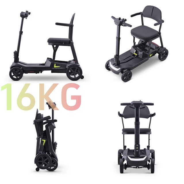 4 Wheel Electric Scooter 16kg Foldable Lightweight Aluminum Alloy Seat With LED Light App Control Mobility Scooter 270W Motor