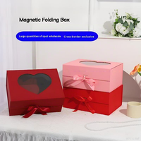 Boîte cadeau en carton avec fenêtre transparente, pliable, avec logo imprimé, fermeture magnétique, boîte souvenir