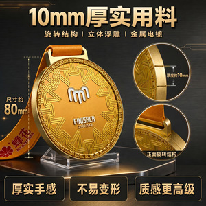 Medalla de Maratón Personalizada Yichende, Aleación de Zinc, Diseño Giratorio Esmaltado, Premios para Torneos, Regalo Empresarial - Product Image 4