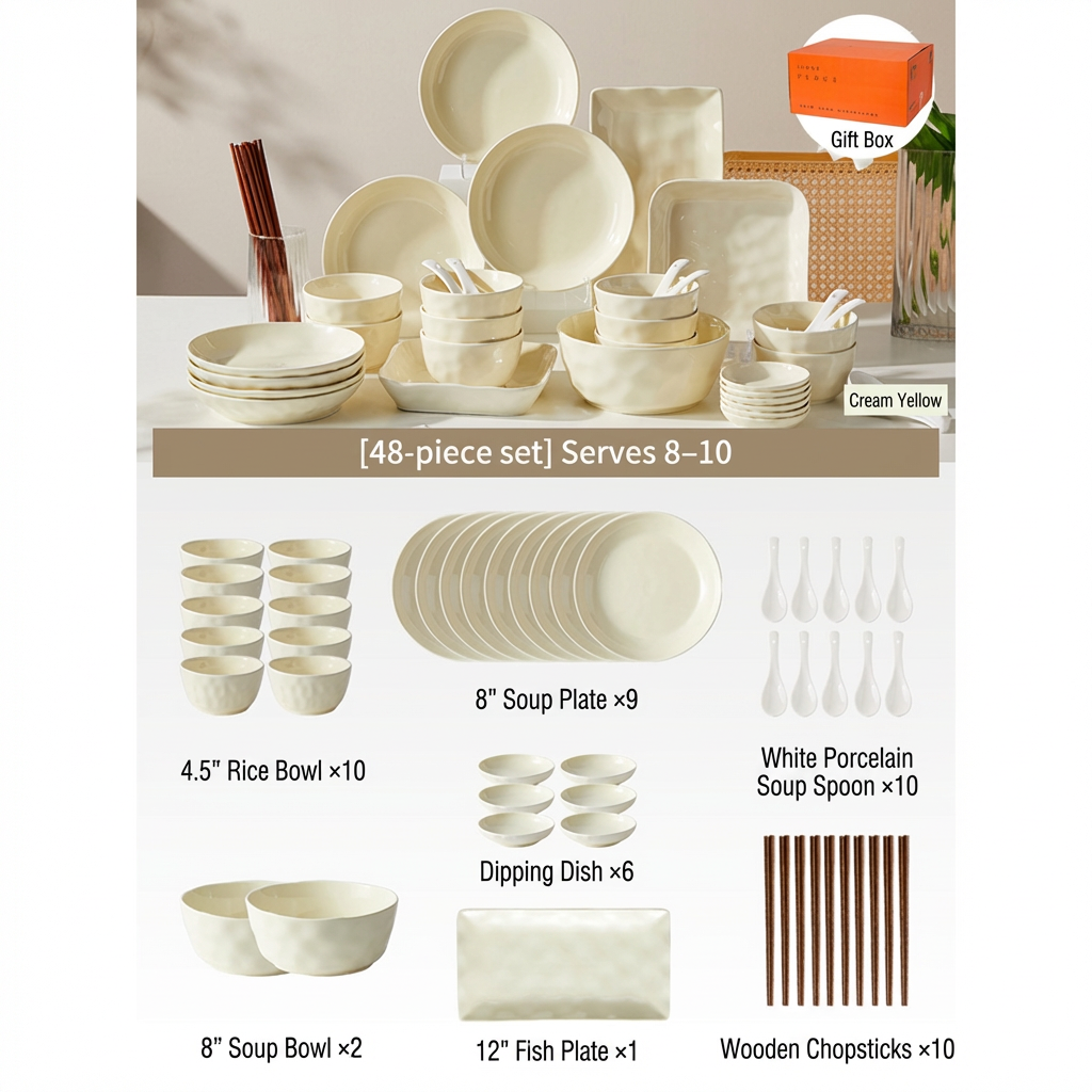 48-piece cream yellow set-gift box