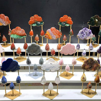 Nouveau design, améthyste naturelle sculptée à la main en forme de nuage de pluie, jaspe océanique, ornements de méditation DIY pour la décoration de la maison et du bureau