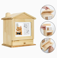 Urne funéraire en bois en forme de maison pour animaux de compagnie, boîte de crémation commémorative avec cadre photo, souvenir pour chien, chat, cadeau commémoratif pour la perte d'un animal