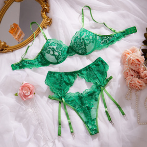 Lencería de Encaje Fresca y Cómoda para Mujer, Conjunto de Tres Piezas, Venta Caliente - Product Image 1