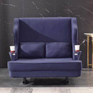 Canapé de cinéma moderne minimaliste en tissu, deux places, avec porte-gobelets, pour utilisation dans un salon ou une chambre. - Product Image 1