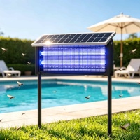 Piège à insectes solaire 18W avec lumière LED violette et capteur automatique crépusculaire, rechargeable par USB