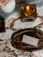Nouveau foncé Emperador marbre brûleur à huile essentielle réchauffeur d'huile brun aromathérapie bougie cire fondre plus chaud marbre brûleur d'encens