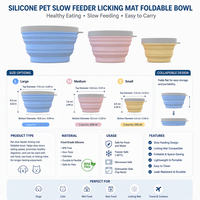 Tapis de léchage en silicone pour animaux de compagnie, bol pliable anti-déversement pour chats et chiens