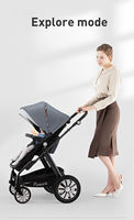 Poussette de voyage pliable légère et compacte en alliage d'aluminium pour bébé, avec position haute