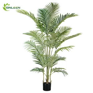 Plástico falso para decoração de palmeiras, vaso artificial de plástico para decoração de palmeiras de 6 pés, planta artificial verde para uso doméstico