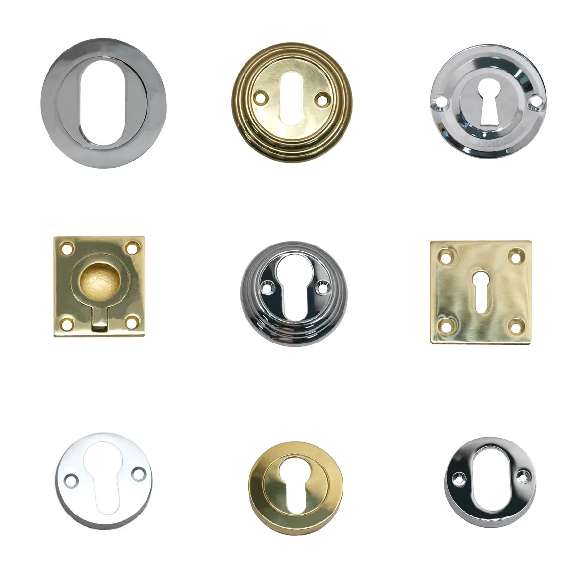 Móc khóa lỗ xi lanh rắn brass Keyhole bao gồm escutcheon kim loại vòng cửa Phụ kiện 50mm Nhiều kết thúc có sẵn