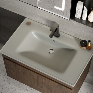 Nouvelle armoire de salle de bain intelligente couleur noyer avec lavabo en céramique pour lavage des mains - Product Image 4