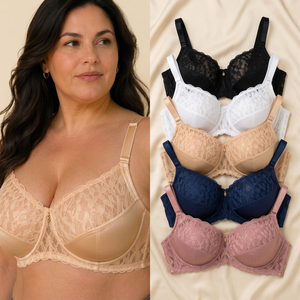 Soutien-gorge à armatures en satin lisse avec dentelle florale, confort quotidien - Product Image 3