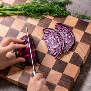 <span class=keywords><strong>Planche</strong></span> à découper en bois d'acacia massif de qualité supérieure avec rainure pour les jus, épaisse, motif damier, pour cuisine <span class=keywords><strong>professionnelle</strong></span> - Product Image 4