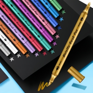 Marcadores de Pintura Metálica Plateada y Dorada |   Rotulador Permanente de Punta Fina a Prueba de Agua para Pintar Rocas, Decoración de Regalos, Manualidades Escolares y de Oficina - Product Image 1