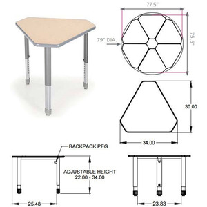 Mỹ hiện đại lớp học Bàn và ghế đặt đồ nội thất trường học sinh viên Bàn và ghế - Product Image 3