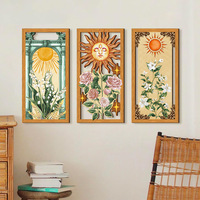 Lot de 3 décorations murales en bois ajouré style bohème, forme rectangulaire, thème nature mystique, ornement mural pour la maison, couleur personnalisable