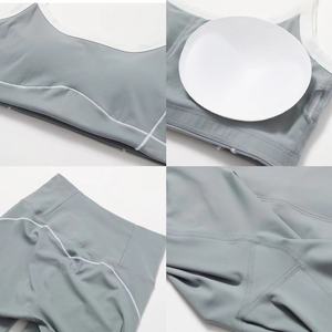 Conjunto Deportivo de 2 Piezas para Mujer, Top Deportivo y Pantalones Cortos de Nailon Elástico Azul Cielo, Ropa Deportiva para Mujer para el Gimnasio - Product Image 6