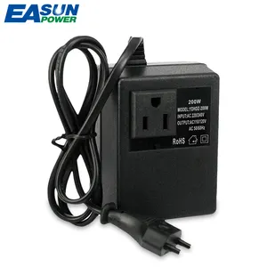 Transformador de tensão para baixo, transformador de voltagem de 200w 220v a 110v suporte de viagem, transformador de tensão para baixo