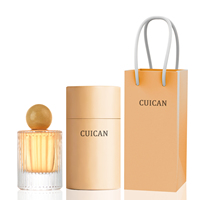 Flacon de parfum vide en verre de style rétro de luxe haut de gamme avec logo personnalisé, couvercle en bois et boîte
