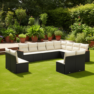 Modular Black Pe <b>Rattan</b> Garden <b>Sofa</b> Set Elegant Outdoor Furniture Collection 10 Plus Seating Capacity - Product Image 2