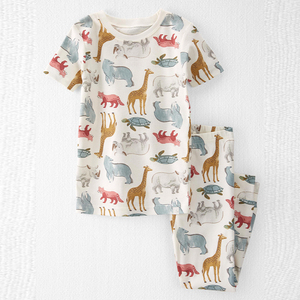 <span class=keywords><strong>Pyjamas</strong></span> pour enfants à manches courtes <span class=keywords><strong>Pyjamas</strong></span> durables en coton biologique Vêtements de nuit écologiques pour enfants Ensemble d'été pour enfants - Product Image 2
