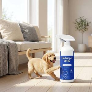 Brume déparasitaire extérieure pour chiens et chats, en plastique, antibactérienne, facile à utiliser, pour l'élimination naturelle des parasites, des poux, des acariens, des puces et des tiques, protection claire, apaisement doux - Product Image 1