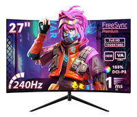 Moniteur de jeu incurvé R&E 27 pouces 1500R FHD 240Hz IPS Ultra Mince Sans Cadre Anti-Reflet FreeSync 120% sRGB pour la maison/le bureau