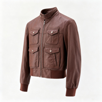 Veste en cuir pour femme en peau de mouton de haute qualité, coupe ajustée, à quatre poches symétriques, avec ourlet côtelé, idéale pour l'équitation