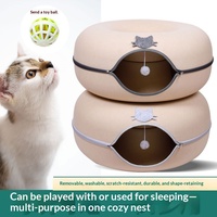 Tunnel pour chat en forme de beignet, détachable, double couche, en feutre, lit pour chat durable, extra large, respirant, imperméable pour l'hiver et l'été