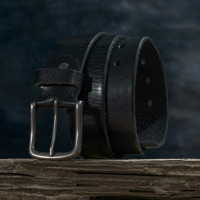WIZNEERK Ceinture vintage en cuir de vache faite à la main, 3,8 cm de large, boucle à ardillon en alliage mat, légère, durable, 3 couleurs, unisexe, polyvalente