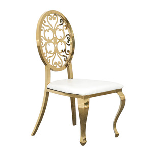 Chaise de mariage chinoise en acier inoxydable doré à dossier en forme de cœur pour événements intérieurs et extérieurs – Vente directe - Product Image 6