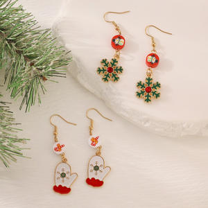 Pendientes de Piedra Natural con Forma de Mariposa y <span class=keywords><strong>Santa</strong></span> Claus, Estilo Europeo Americano, para Navidad, Joyería de Aleación para Mujer, para Aniversario - Product Image 4
