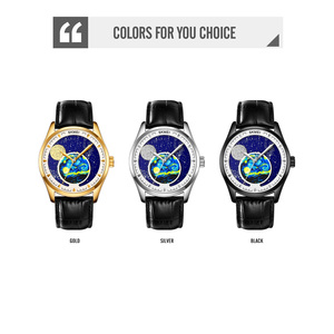 Montre pour homme inspirée de la nuit étoilée de Van Gogh, cadran artistique avec phases lunaires, montre à quartz étanche avec bracelet en cuir - Product Image 3