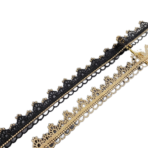 Tissu en dentelle brodée dorée soluble dans l'eau, 100% polyester, pour vêtements, décoration intérieure, cadeaux, chaussures et sacs - Product Image 1