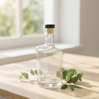 Offre Spéciale – Bouteilles en Verre Vides Transparentes 375ml/500ml/750ml pour Vodka, Liqueur, Whisky, Rhum, Gin, Tequila avec Bouchon Bar Top