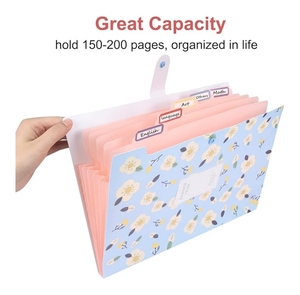 Biểu tượng tùy chỉnh PP không thấm nước A4/A5/A6 kích thước 5 túi dễ thương mở rộng thư mục tập tin tập tin di động tổ chức cho các trường học văn phòng Nguồn cung cấp - Product Image 4