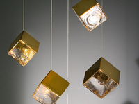 Lustre Cube de Luxe Style Artistique Moderne pour Villa, Salon, Suspension LED en Métal et Verre, Design Pyrite
