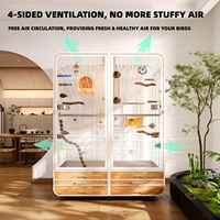 Cage à oiseaux extra-large de luxe, cage panoramique transparente haut de gamme, écologique, à motif solide, avec cadre en métal, pour les grands oiseaux