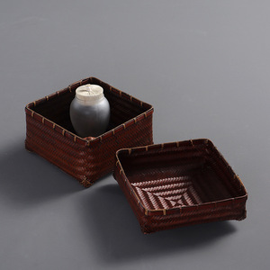 Retro Chinese Style <b>Bamboo</b> Woven Storage Box Rectangle Handmade Food <b>Container</b> For Tea Ceremony Utensils Zhejiang Origin - Product Image 2