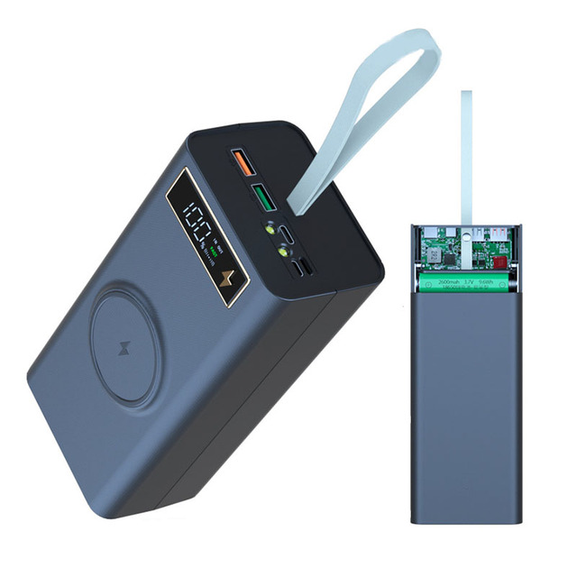 21 Packs 18650 High Capacity Power Bank Case (Without Battery) PD 10W 18W 22.5W Wireless QI 5W 10W 15W Type-C LCD Display